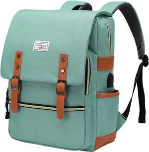 Modoker Vintage Laptop Backpack for Women Men,Travel Backpacks with USB Charging Port Fashion Backpacks for Working Women Fits 15.6Inch Notebook, Green