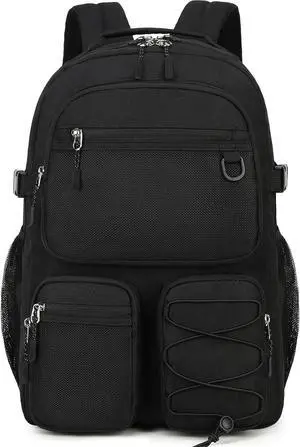 Lohol Water Resistant Daypack with Mulitiple Pockets for School Travel Outdoor College, 15.6 inch Laptop Backpack for Men and Women (Black)