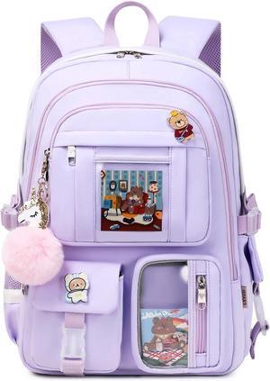 Laptop Backpacks 16 Inch School Bag College Backpack Large Travel Daypack Kawaii Bookbags for Teens Girls Women Students(Purple)