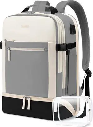 ZOMFELT Carry on Backpack for Women, Flight Approved Travel Backpack with Shoes Compartment, Personal Item Bag with 17.3inch Laptop Pocket, Large Casual Daypack for Overnight, Travel, Hiking