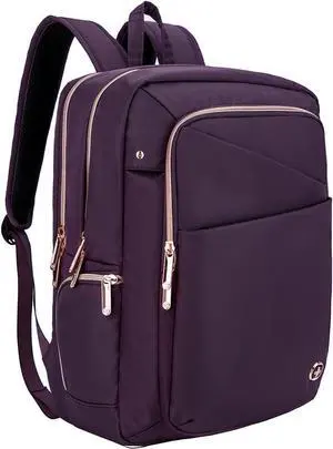 Swissdigital Design Laptop Backpack For Women, College Bookbags With USB Charging Port, Large Capacity Computer Backpacks For Work Business Purple (KATY ROSE SD1006F-46) One Nation One World