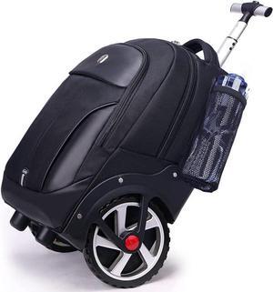 Waterproof Rolling Backpack, Backpack with Wheels for Business and Travel Commuter, Carry on Backpack with Laptop Compartment for Women and Men Adult (Black, 20inch)