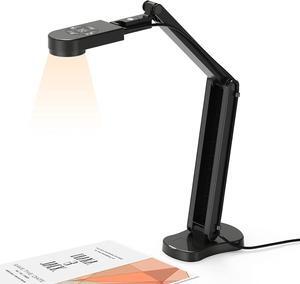4K USB Document Camera for Teacher, 8MP Webcam & Visualiser for A3 Size with Dual Microphones, 3-Level LED Light, Image Invert, Foldable for Live Demo, Work with Windows, macOS and Chrome OS