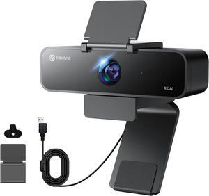 4K AI Webcam for PC, AI Presenter Tracking Webcam with Microphone, Gesture Control, Web cam with Zoom, Adjustable FOV, Privacy Cover Camera, PC Camera for Laptop, Zoom, Skype, Teams