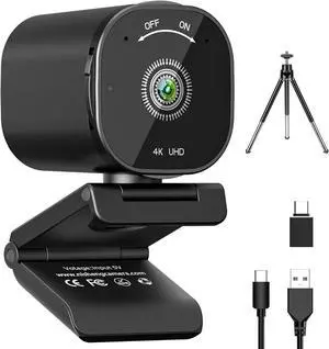 4K Webcam, AutoFocus USB Camera with Dual AI Noise-Cancelling Mics, 4K Webcam for PC with Privacy Cover, Plug & Play Web Camera for Zoom/Teams/Meet/Xbox/OBS