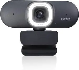 NUROUM 4K Webcam with Light for PC, Adjustable FOV, Premium CMOS Autofocus AI Auto-Framing, Noise Canceling Mics, Web Camera for PC/Laptop/Mac, for Streaming/Video Calling w/OBS/Twitch/Zoom/Teams