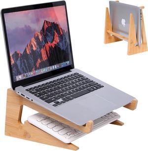 Wooden Laptop Stand,Wooden Vertical Laptop Stand for Desk,Bamboo Laptop Stand Compatible with MacBook Air Pro/Dell XPS/Surface pro/HP/Pixelbook/Lenovo,More Laptops13-18.6inch