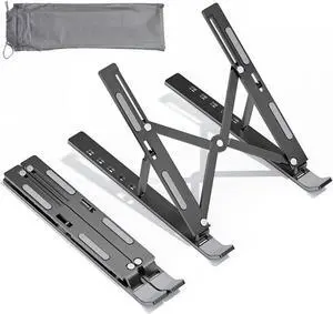 Portable Desktop Laptop Stand,Aluminum Alloy Portable Laptop Stand, 7 Level Adjustable, Foldable, Ergonomic, Suitable for Laptops up to 18 Inches, Grey Metal Portable Laptop Stand
