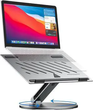 Adjustable Laptop Stand for Desk 360° Rotating Computer Riser Ergonomic Foldable Notebook Holder Cooling Vents & Aluminum Portable Mount Compatible with MacBook Pro & Air/ XPS/HP 10-16 inch