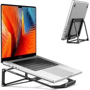 Laptop Stand for Desk Aluminum Vertical Laptop Stand 2-in-1 Laptop Riser Cooling Laptop Holder Compatible with MacBook Air Pro  XPS  HP (11-17)