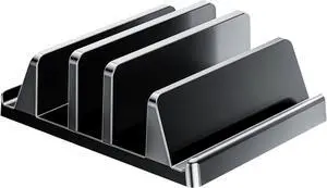 Vertical Laptop Stand Holder Plastic Adjustable Desktop Notebook Dock Space-Saving 5 in 1 for All MacBook Pro Air, Mac, HP, Dell, Microsoft Surface, Lenovo (Black Aggravation)