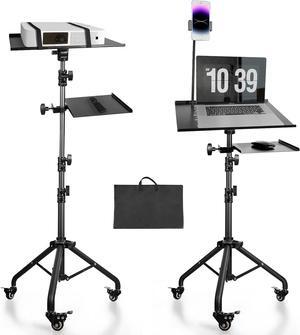 Portable Laptop & Projector Stand with Phone Holder and Mouse Tray Adjustable Height Tripod Stand for Laptop, Projector, DJ, Sheet MusicBlack