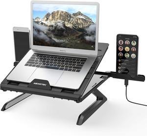 AboveTEK Genie Book Laptop Stand Riser - 9 Height/Angle Adjustable, Portable Laptop Riser Foldable to 11x11x1 - Fits 6" to 17" Laptop & 2 Extra Phone Holders - Ideal Gift for Family(Black)