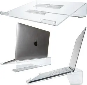 DuraClear Acrylic Laptop Stand for Desk - Ergonomic 2.5" Elevation Acrylic Computer Riser - Laptop Stand Acrylic Accessory for up to 21" Laptops