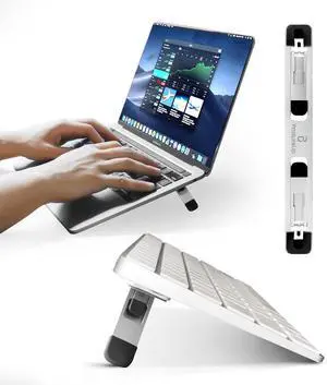 ProRiser by PostureUp  Self-Adhesive Non-Scratch Aluminum Laptop & Keyboard Stand for Desk, 1.75 & 3in Elevation, Adjustable Computer Stand, Laptop Riser  for Up to 20in Laptops and Keyboards