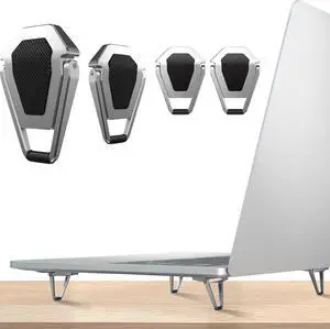Laptop Stand Portable, Zinc Alloy Invisible Laptop Cooling Pad, Mini Laptop Riser Invisible, Ergonomic Laptop Legs for 12-20 Inches Laptop.Silver-4pieces