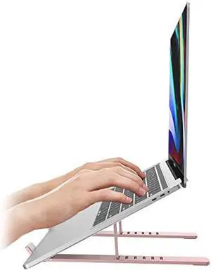 Aduro U-Rise Steel Ergonomic Laptop Stand Adjustable Height Aluminum Monitor Stand Riser Compatible with 10-15.6" Laptop Rose Gold
