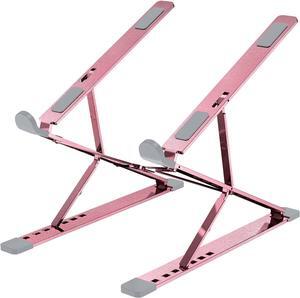Portable Laptop Riser, Adjustable Laptop Stand,Aluminum Laptop Stand for Desk Foldable, Ergonomic Computer Notebook Stand Holder for MacBook Air Pro, Dell XPS, HP (10-15.6'')(Pink)