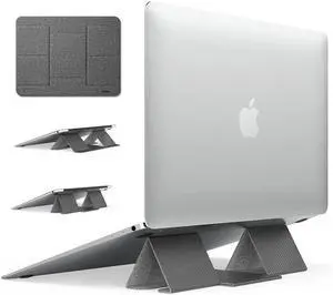 Ringke Folding Stand 2 [Foldable & Portable Laptop Stand] Lightweight Anti-Slip Universal Cooling Tablet Stand Designed for MacBook Stand - Gray