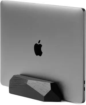 Oakywood Vertical Laptop Stand Wood - Adjustable Wooden Dock for Desk, Compatible with All MacBook Pro, MacBook Air, iPad, Handmade Black Stained Oak, Computer Stand, Laptop Holder