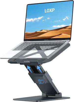 Telescopic Laptop Stand for Desk, Adjustable Height Laptop Stand, Foldable Protable Riser Holder for Good Posture, Sit to Notebook, Compatible with MacBook Pro Air, All Laptops 10-17.3" Gray