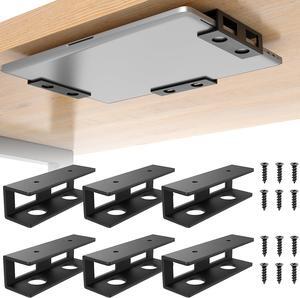 6 PCS Under Desk Laptop Mount with Anti-Scratch Felt Board,Under Desk Laptop Holder Tray,Durable Under Desk Shelf for Laptop/Keyboard Storage (2 Pack)