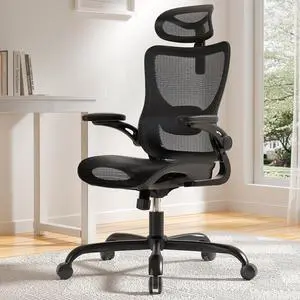 Marsail Ergonomic Mesh Office Chair High Back Home Office Desk Chair with Adaptive Lumbar Support, 2D Headrest, 3D Flip-Up Armrests, Height Adjustable and Rocking Tilt for Home Office and Gaming