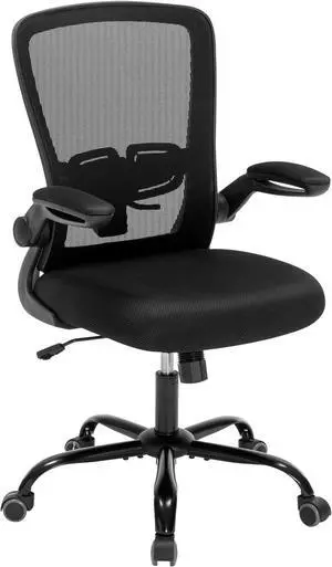 Office Computer Desk ChairErgonomic Executive Office Chair with Mesh, Adjustable Lumbar Support, Swivel Rolling for Home, Bedroom, Study, Student, Adults, Black