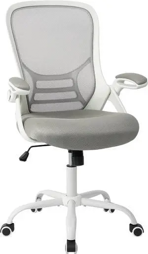 Office Chair Ergonomic Mesh Swivel Computer Task Desk Chair Comfortable, Flip-up Arms, Adjustable Height (Grey)
