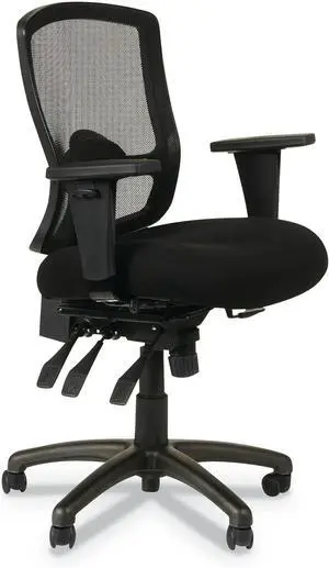 Alera ALEET4017 Etros Series 17.16 in. to 20.86 in. Seat Height Mesh Mid-Back Petite Multifunction Chair - Black