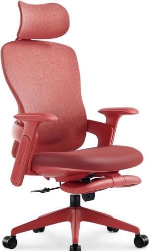 Fashionable Office Chair, Aura Ergonomic High Back Home Desk Chair with Headrest and Footrest, Ergonomic High-Back Mesh Rolling Work Swivel Chairs with Wheels Adjustable Lumbar Support (Red)