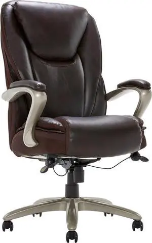 Serta® Smart Layers Hensley Big & Tall Ergonomic Bonded Leather High-Back Office Chair, Roasted Chestnut/Satin Nickel