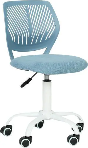 Homy Casa Armless Home Office Desk Chair, Colorful Task Chair with Soft Mesh Padded Cushion, Height Adjustable Swivel Study Computer Chair for for Girls Boys Teens (Blue, 1PC)