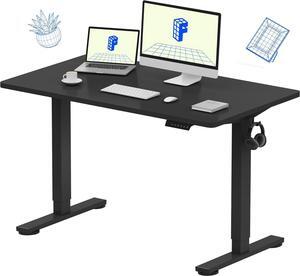 FLEXISPOT EN1 Whole-Piece Standing Desk 48 x 24 Inches Electric Height Adjustable Desk Sit Stand Desk Home Office Desks (Black Frame + Black Table Top)