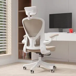 Office Chair, Home Office Desk Chairs with Wheels, Ergonomic Office Chairs with Lumbar Support and Thickened Cushion, Comfy Desk Chair with Adjustable Headrest and Flip-up Armrests, Khaki Office Chair, Home Office Desk Chairs with Wheels, Ergonomic Office Chairs with Lumbar Support and Thickened Cushion, Comfy Desk Chair with Adjustable Headrest and Flip-up Armrests, Khaki