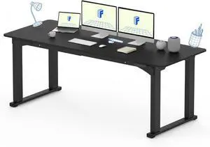FLEXISPOT E6Q 4 Legs Standing Desk 78 x 32 Inch Adjustable Height Desk with Splice Board Home Office Sit Stand Up Desk, Black Top + Black Frame