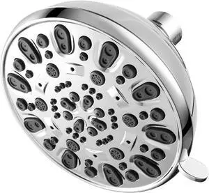 High Pressure Shower Head VMASSTONE 4.7" Rain Fixed Showerhead 7-Spray Setting with Adjustable Brass Swivel Ball Joint - Excellent Replacement for Your Bath Shower Head (FM-001 Chrome)