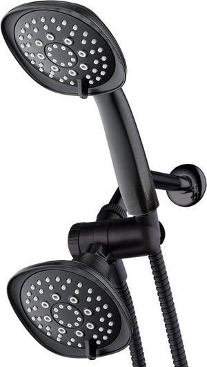AquaDance Luxury Square 48-setting High-Pressure Dual Head/Handheld Shower Spa Combo. Extra-Long 72" Stainless Steel Hose, 3-way Flow Diverter, Oil-Rubbed Bronze Finish