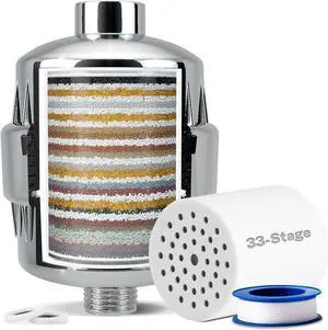iSpring SF2S 15-Stage High Output Universal Shower Filter with Replaceable Cartridge, Better Skin, Softer Hair, and Stronger Nails, Chrome