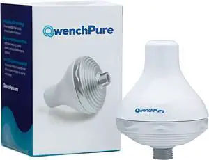 QwenchPure Shower Filter for Chlorine  High Output, 100% KDF-55, Removes Chlorine & Contaminants, Softens & Purifies Hard Water, Improves Skin & Hair, Easy Installation, Made for Hot Water