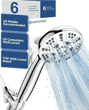 6-Mode High Pressure Handheld Shower Head Set Consumer Reports Recommended High Flow Hand Held Showerhead with 59 Inch Hose Bracket Teflon Tape Rubber Washers