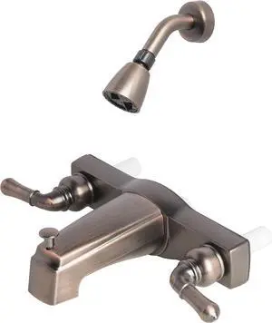 Laguna Brass 3310BZ/4010BZ Mobile Home Two Handle Non-Metallic 8" Tub Diverter with Shower Head/Arm/Flange, Brushed Bronze Finish