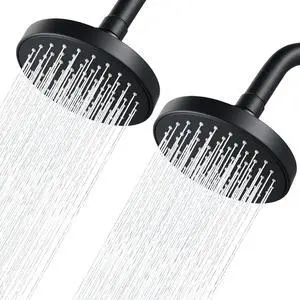 High Pressure Shower Head - 4.7 Powerful Bathroom Pressure Boosting Rain Showerhead - Perfect Universal Replacement for Rainfall Shower Heads (2 Pack,Matte Black)