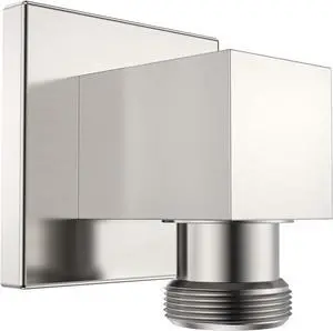 Wall Mounted Supply Elbow, Wall Elbow for Hand Shower, Solid Brass Square Wall Supply Elbow, Check Valve Included (Square, Brushed Nickel)