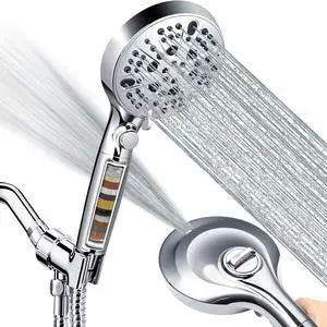 Filtered Shower Head with Handheld, 10-Mode High Pressure Water Flow and 15 Layer Filters for Hard Water, Handheld Shower Head with 70 Long Hose, Showerhead with ON/OFF Switch for Pets Bath (Chrome) Filtered Shower Head with Handheld, 10-Mode High Pressure Water Flow and 15 Layer Filters for Hard Water, Handheld Shower Head with 70 Long Hose, Showerhead with ON/OFF Switch for Pets Bath (Chrome)