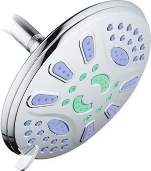 AquaStar Elite High-Pressure 7" Giant 6-setting Luxury Spa Rain Shower Head with Microban Antimicrobial Anti-Clog Jets for More Power & Less Cleaning! / Solid Brass Ball Join/All Chrome Finish