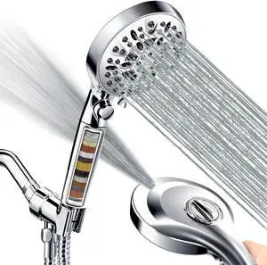2.5GPM Handheld Shower Head with Filter:10 Spray Modes High Pressure Shower Head with ON/OFF Pause Switch, 15 Stage Shower Head Filter for Hard Water Remove Chlorine and Harmful Substances