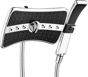 Dual Shower Head Combo Set Handheld Showerhead Rainfall Shower Head Combo with Black Face 60 Inch Long Stainless Steel Shower Hose Chrome