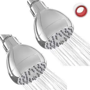 Shower Head High Pressure 3 Inch Showerhead 2.5 GPM Shower Heads, Adjustable Brass Ball Joint Shower Head, Powerful High Flow Shower Head for Bath Spa Shower, Air Bubble Pressure Shower Head, 2pcs