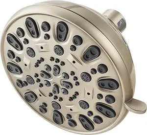 High Pressure Shower Head VMASSTONE 4.7" Rain Fixed Showerhead 7-Spray Setting with Adjustable Brass Swivel Ball Joint - Excellent Replacement for Your Bath Shower Head (FM-001 Brushed Nickel)